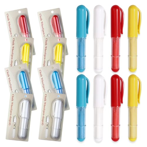 8PCS Sewing Chalk for Fabric, Wipeable and Washable, Tailors Chalk for Fabric Etailed Marking on Fabrics, Cottons, Leathers - Blue, White, Red, Yellow - color: 8-PACK White & Blue & Red & Yellow