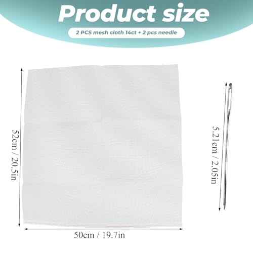 2 Pack Needlepoint Blank Canvas Polyester Cotton Mesh Canvas Sheets 14 CT White for Needlepoint and Embroidery Projects Equipped