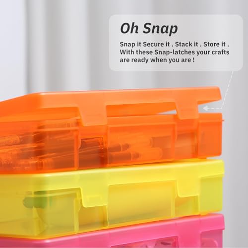 novelinks Clear Pencil Box and Small Plastic Storage Containers with Lids - color: 9 Pack Medium -Color