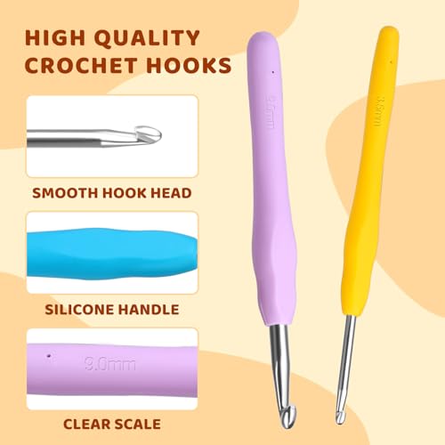 Mayboos 13 Pcs Crochet Hooks Set, 2mm(b)-10mm(n) Crochet Hooks Set - size: 13 Sizes