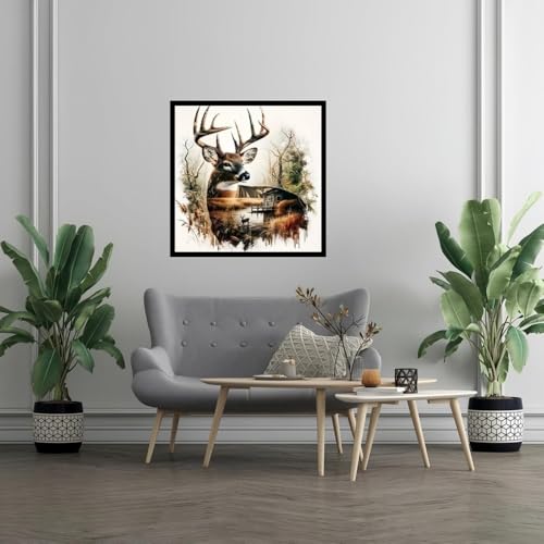 niurenmaoyi Stamped Cross Stitch Kits for Beginners,Counted Embroidery Craft Kits for Adults,Needlepoint Kits for Adults,Deers Wall Art 13.8X13.8In - color: Cross Stitch Kits1215-04