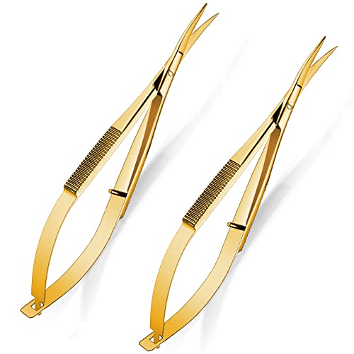 Shynai 2 Pieces 4.7 Inch Embroidery Scissors Curved, Gold - color: Gold