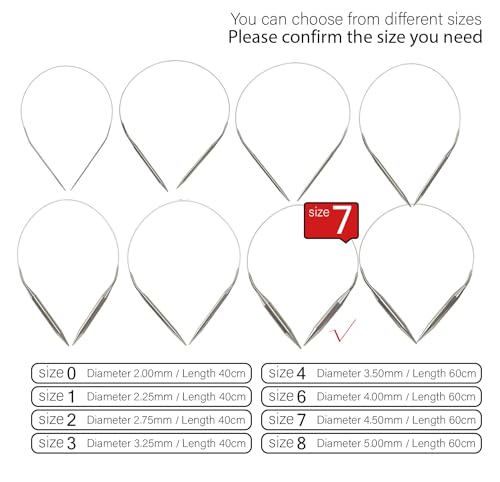 Stainless Steel Circular Knitting Needles Size 7 (4.5mm) 24inch Length - size: US 7(4.5mm) 60mm