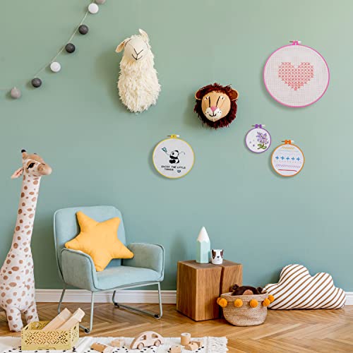 Pllieay 6 Pieces Plastic Embroidery Hoops Set and 16 Pieces Needles - style: Circle - 3.4", 4.7", 6", 7.67", 9", 10.2"