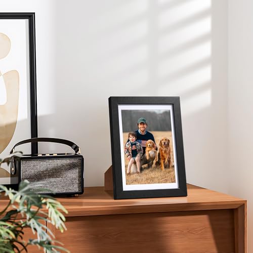 HappyHapi 4x6 Picture Frame Set of 5, Wall or Tabletop Display, Black - color: Black, size: 4x6