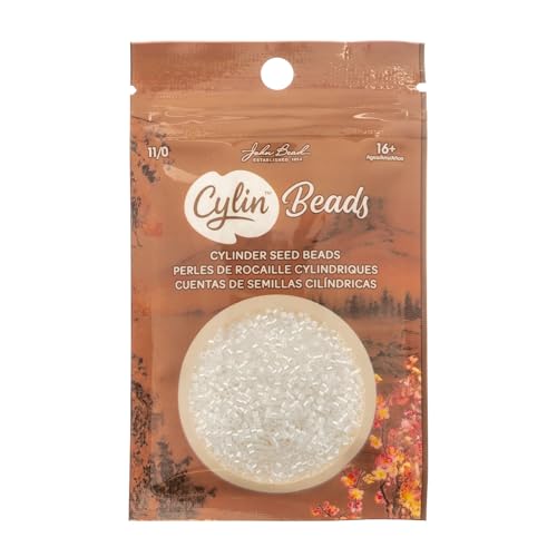 John Bead 25g Cylin Beads Off White AB 11/0 Glass Cylindrical Seed Beads for Jewelry Bracelets Necklaces Earrings Making Embroidery - color: Transparent Off White AB