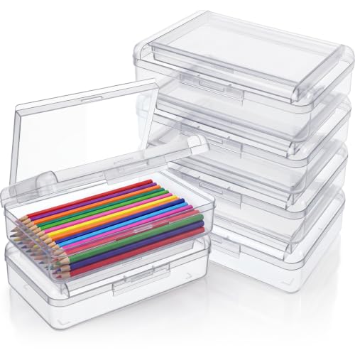 Blulu 6 Pack Double Layer Pencil Boxes Large Capacity,Clear - color: Clear