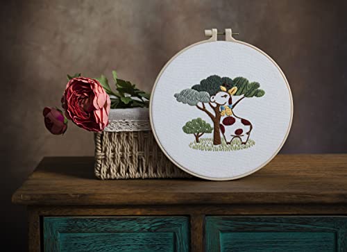 Ebherys Level 1 Embroidery Kits for Beginners and Adults, Different Animals Pattern, 1set as a Pack, inculde 1 Hoop, Instruction and Enough Threads, Easy and Basic Stitches (Giraffe) - color: Giraffe