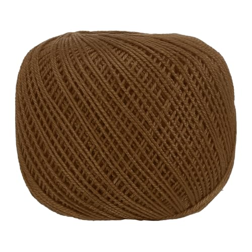 MECCANIXITY Crochet Thread Pearl Cotton Size 3 Brown Pearl 164 Yards for Crocheting Tatting Knitting Embroidery Sewing - color: Brown