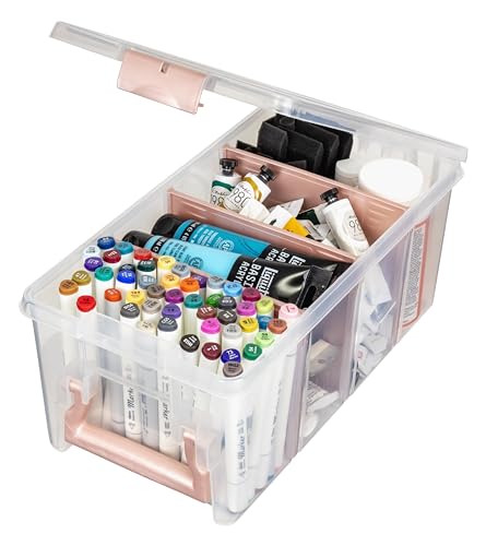 ArtBin Semi Satchel Portable Craft Organizer with 3 Dividers - Clear Plastic Storage Case for Art & Craft Supplies (Pack of 4) - color: Rose Gold, size: Pack of 4