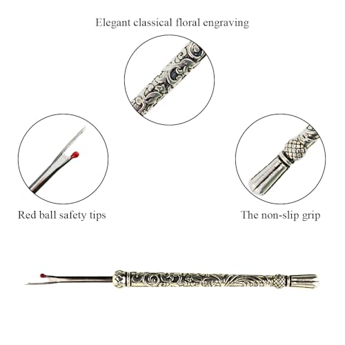 HAHIYO Metal Seam Ripper with Classical Engraved Pattern - Ergonomic Non-Slip Handle Sewing Stitch Cutter Thread Unpicker for Quilting Sewing Crafting Notions & Hemming, Silver 4.7-Inch 1PCs