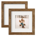 TOFOREVO 6x6 Picture Frames with 4x4 Mat Set of 2, Rustic Brown - color: Rustic Wood, size: 6x6
