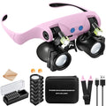 JARLINK Magnifying Glasses with LED Light, 14 Lenses, Hands Free, Pink - color: Pink
