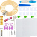 Yauhar 61Pcs Embroidery Kit for Beginners with Needle, Cross Stitch Hoops, 14 Count Aida Cloth, Floss Bobbins, Thread Winder, Thimble, Seam Ripper, Fabric Clips for Craft Embroidery Needlework