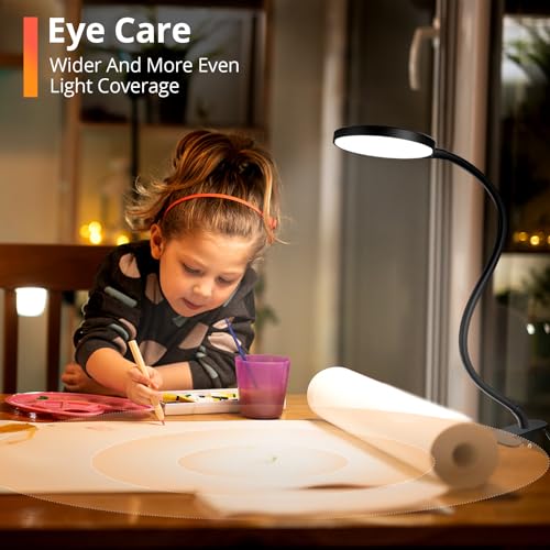 iFalarila Reading Light with Remote, LED Desk Lamp Clip on [1H Timer & Nightlight] RA>95 Dimmable Flexible Gooseneck, Reading Lamp with Clamp for Table - 4.7'' (Adapter Included) - style: 4.7'' Black
