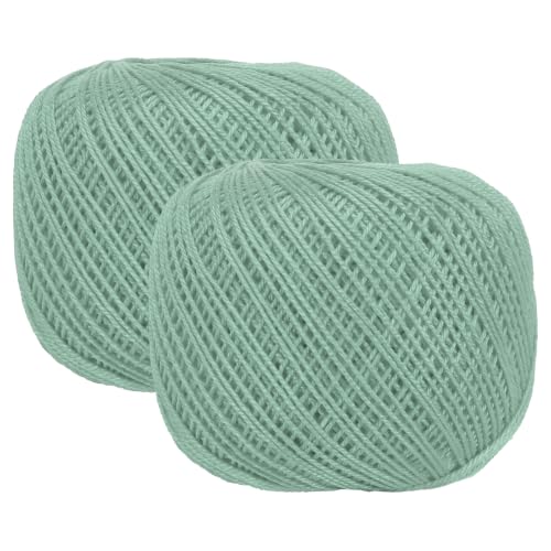 MECCANIXITY Crochet Thread Pearl Cotton Size 3 Light Green 2 Rolls - color: Light Green