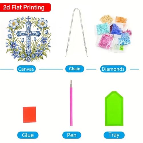 ZeeLionArt Hanging Diamonds Art kit for Adult,Cross Flowers Pendant Diamonds Painting Art Kit,7.5x7.6inch Acrylic Diamonds Painting Board Kit Ornament, Special Crystal Diamond Hanging Ornament - color: DP02451