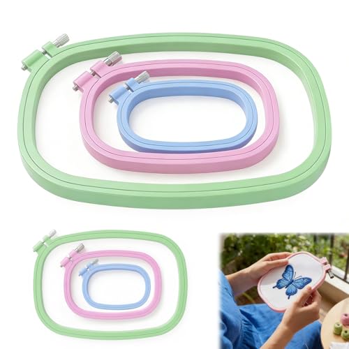 Waaqkid 6 Pack Square Embroidery Hoops Set, Reusable Rectangle Cross Stitch Ring and Frames ( Mini 3.5×5" Small 4.3×6" Large 7×10") for DIY Craft