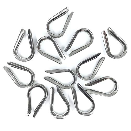 12PCS M10 Stainless Steel Thimbles for 3/8 Inches Diameter Wire Rope or Cable - size: M10 Thimble - 12PCS