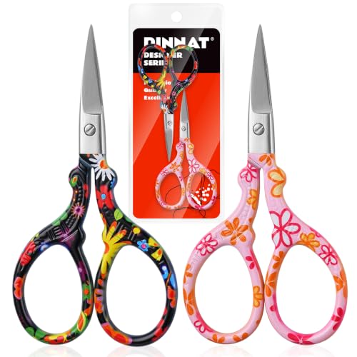 Sharp Embroidery Scissors, 2PCS Sewing Craft Scissors, Black+Pink - color: Black+pink