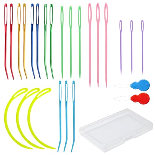 Hilsayum 25Pcs Yarn Needles Set with Box,Curved Darning Needles for Yarn
