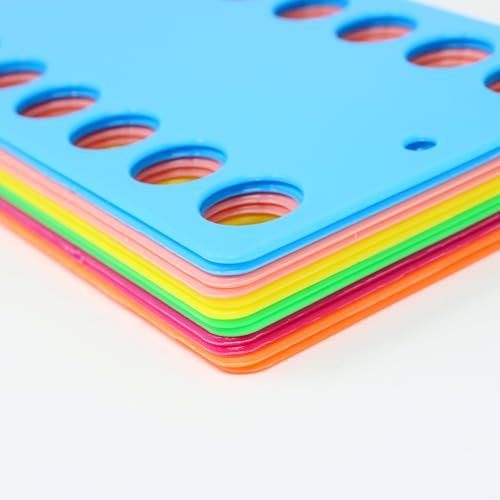 Honbay 12PCS Plastic Floss Bobbin Embroidery Floss Organizer Cross Stitch Thread Holder with Holes Sewing Threading Plate Winding Card Board Sewing Floss Storage Tool for Craft DIY Sewing - 6 Colors