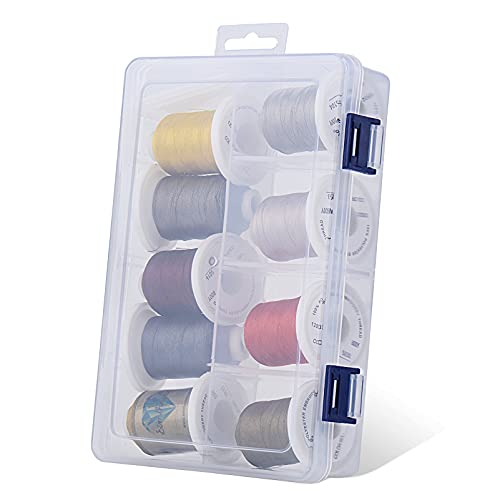 Simthread Embroidery Thread with Storage Box - 800 Yards/Spools - color: Neutral Colors