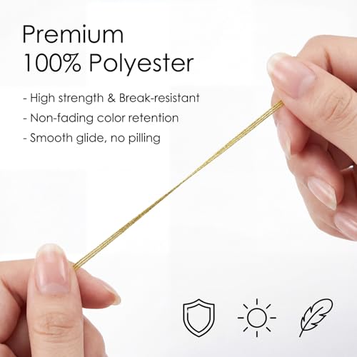 6 Skeins Embroidery Threads Metallic Light Gold Embroidery Floss Friendship Bracelet Cross Stitch Thread for Sewing Polyester Cross Stitch Threads for Hand String Art （8 m 12 Strands）