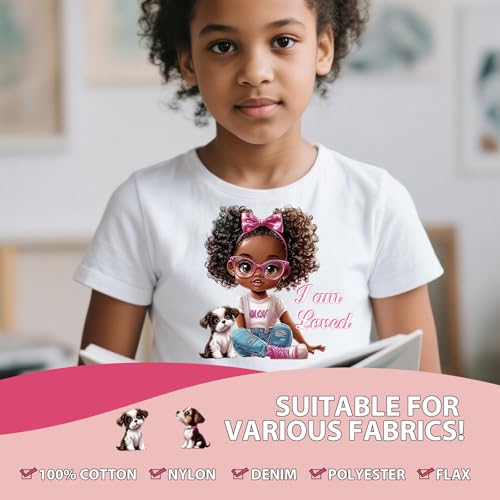 DTF Transfers Ready to Press - 20Pcs Black Little Girl Iron on Transfers for Tshirts, Chibi Afro Girl Iron on Decals Patches, Afican American Young Princess Sublimation for DIY Clothes Jeans - color: Black Little Girl670