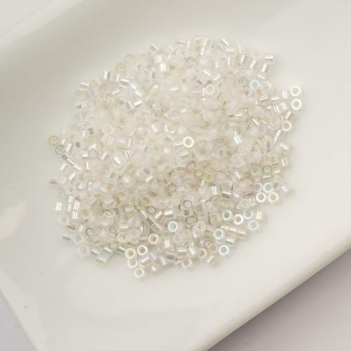 John Bead 25g Cylin Beads White to Sky Glow in Dark AB 11/0 Glass Cylindrical Seed Beads for Jewelry Bracelets Necklaces Earrings Making Embroidery - color: White to Sky Glow in Dark AB