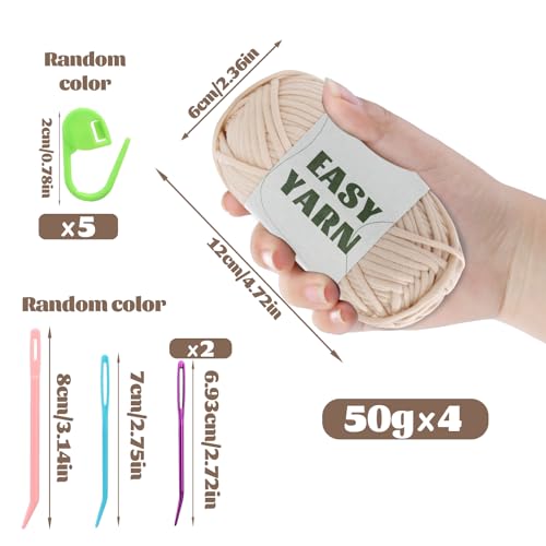 UzecPk 4 * 50g/1.76oz Crochet Yarn, 4 * 87yds Beige Beginner Crochet Yarn - color: Beige