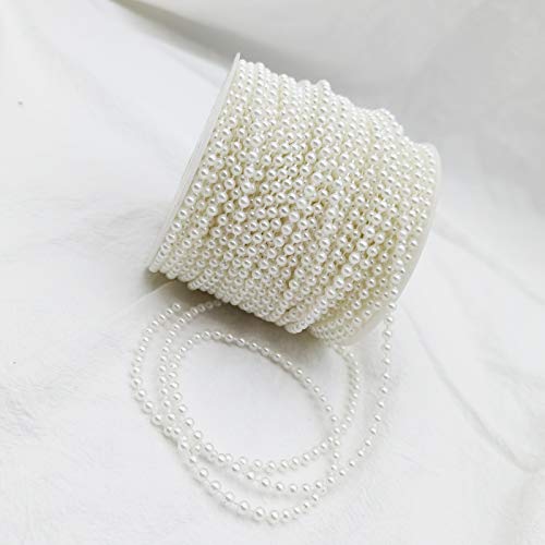 4MM Beaded Trim White Crafts Faux Pearl Beads Garland Roll Strand 131FT - color: White, size: 4mm