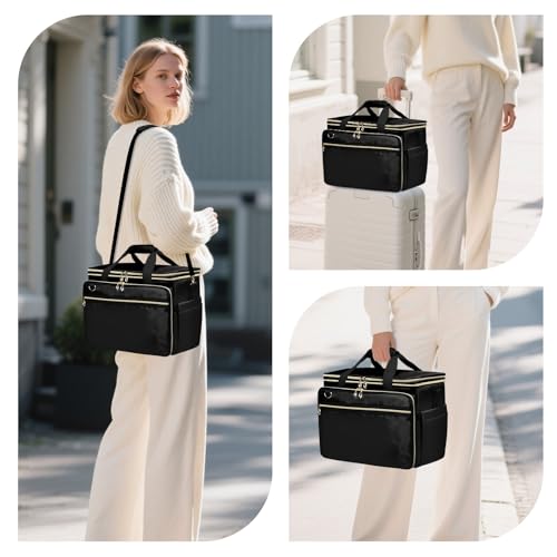Anitor Large Crochet Bag Knitting Bag Yarn Storage Tote, Yarn Bag, Black - color: black