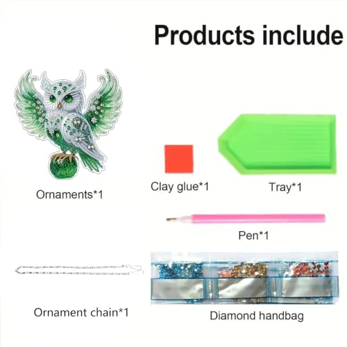 STGLCR Diamonds Art kit for Adult,Owl Pendant Diamonds Painting Art Kit,7.79x7.59inch Acrylic Diamonds Painting Board Kit Ornament, Special Crystal Diamond Hanging Ornament - color: Owl