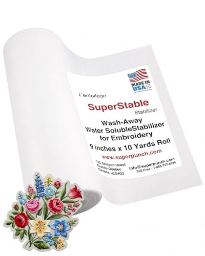 Superpunch Water Soluble Topping for Embroidery, Clear, 9 in x 10 yd - size: 9" x 10 yards