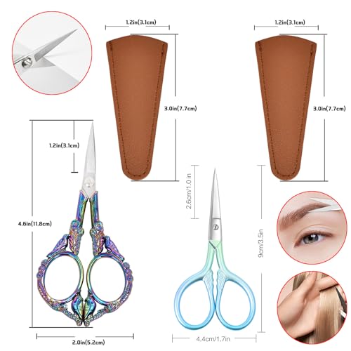 2 Pack Vintage Detail Scissors, Sharp Shears for Sewing Craft Yarn - color: Color Titanium