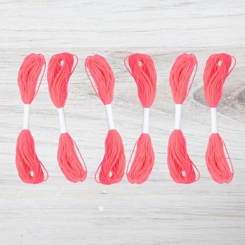 Embroidery Floss Pack – 6 Skeins, 8.7 Yards Each – Fluorescent Pink Embroidery Floss for Needlework, DIY Bracelets, Crafting, Weaving - color: Fluorescent Pink