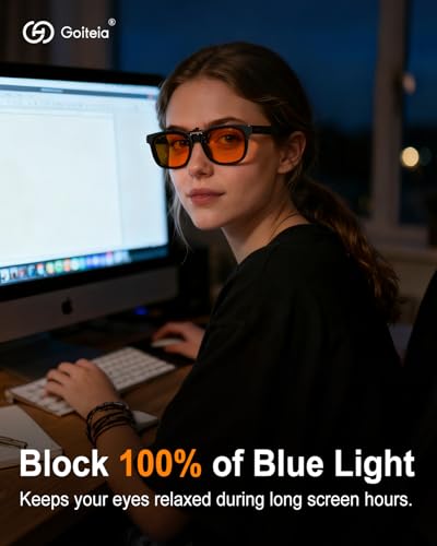 Goiteia Orange Blue Light Blocking Clip On Glasses for Sleep/Gaming