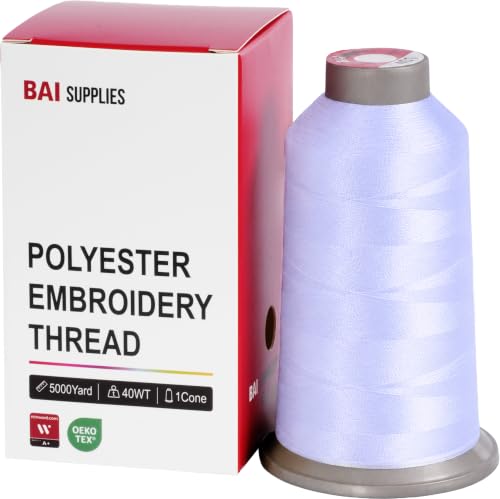BAI Polyester Embroidery Machine Thread 5000 Yards White+401 - color: White+401