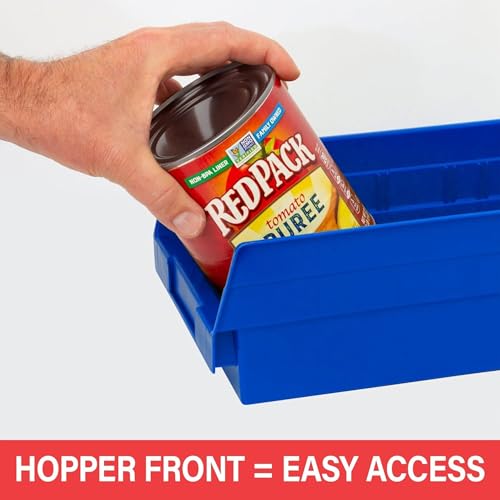 Akro-Mils 30130 Heavy Duty Plastic Shelf Bins, 12"x 6.5"x 4", Blue, 12-Pk - color: Blue