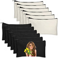 Legigo Blank Canvas Bags Zipper Pouch Makeup Bags Pencil Pouch Bulk - color: Beige+Black