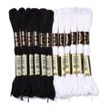 12 Skeins 2 Colors 6-Ply Polyester Embroidery Floss Cross Stitch Threads for Jewelry Making Bracelet Stitching Craft Supply 0.5mm,Black & White - color: 12 Skeins,black & White