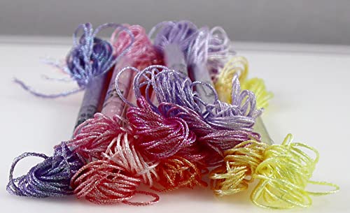 KCS 6-Strand Cross Stitch Metallic Variegated Pearl Shiny Embroidery Floss (12 Skeins # 2) - color: 12 Skeins # 2