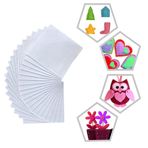 Jtnohx Soft Felt Fabric Flexible Craft Felt Sheets White 6" 20Pcs 1.4mm - color: White