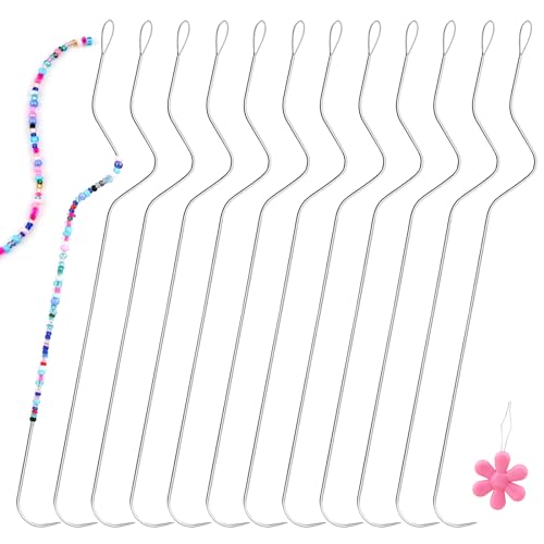 GarfxG 12 PCS Bead Spinner Needles, Big Eye Curved Seed Beading Needles - style: 12pcs Spinner Needles