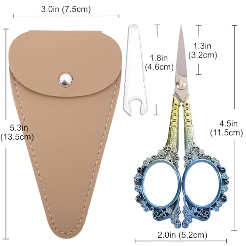 Sewing Embroidery Scissors, Sharp Thread Shears with Cover - color: Blue
