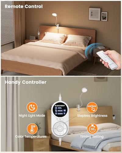 Glocusent 72 LED Desk Lamp for Dorm,Amber Night Light with Remote Control - color: White with Remote