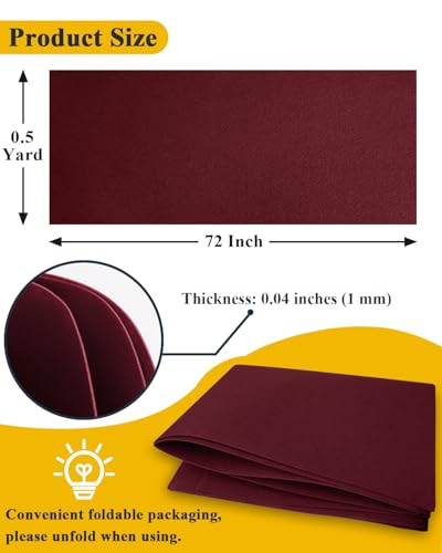 Burgundy Felt Fabric 72" x 18", Large Stiff Craft Felt Sheet by The Yard - color: Burgundy, size: 72" X 18" (0.5 Yard)