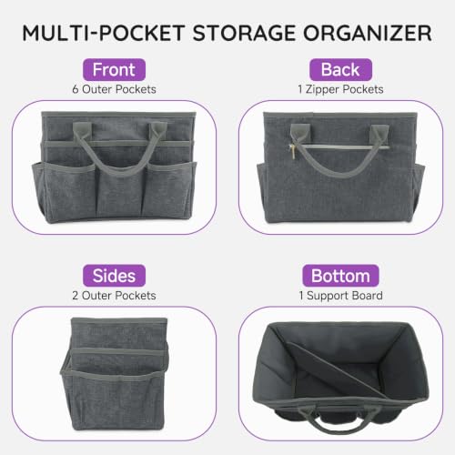 Art Supply Storage Bag,Craft Organizer Tote Bag for Craft Supplies - color: Gray