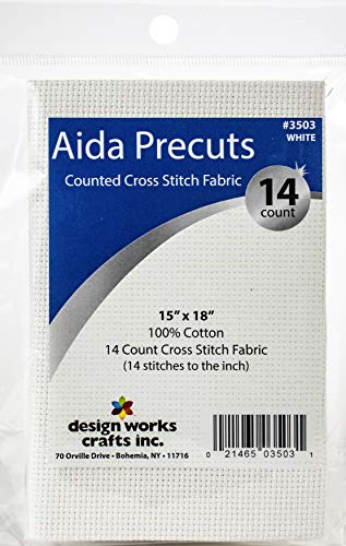 Design Works Crafts 14 Aida Fabric Pre-Cut for Counted Cross Stitch-White, Gold